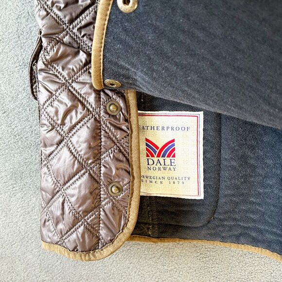 Dale of Norway Vest Olive Green Wool/Brown Quilted Zip Water Repellent-Women's S - Picture 4 of 12